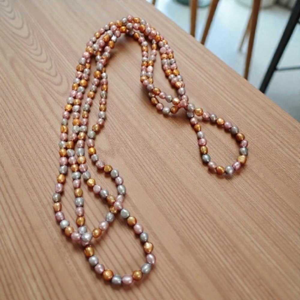 VINTAGE Multi-Color Baroque Pearl Rope Necklace | Long Strand